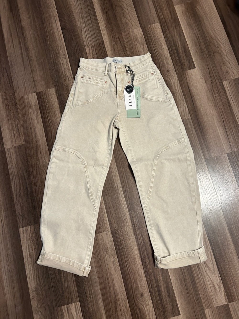 Barrel Jeans by Saige Cream Boyfriend Jeans - Relaxed Fit